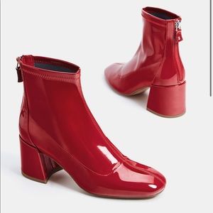 Bershka Red Patent Booties